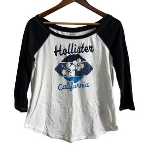 Hollister California M Raglan Graphic Shirt 3/4 Sleeve Y2K